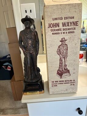 Ltd Ed. New in Box John Wayne Ceramic Decanter - Number 3 in a Series - 19in